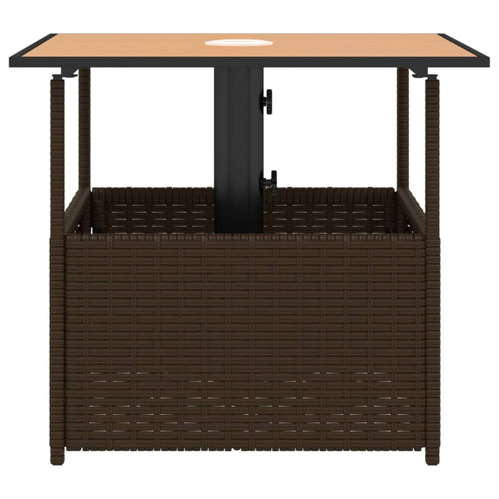 vidaXL Tavolo Giardino Foro Ombrellone Marrone 55x55x46,5cm Polyrattan