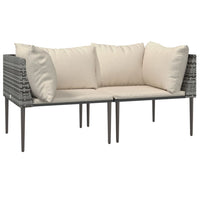 Set Divani da Giardino 3 pz con Cuscini in Polyrattan Grigio