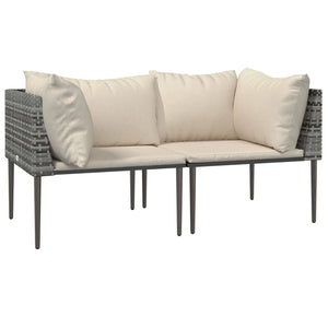 Set Divani da Giardino 3 pz con Cuscini in Polyrattan Grigio