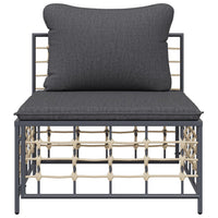 Divano Centrale da Giardino con Cuscini Polyrattan Grigio Scuro 364135