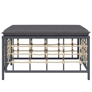 Poggiapiedi da Giardino con Cuscino in Polyrattan Grigio Scuro 364136
