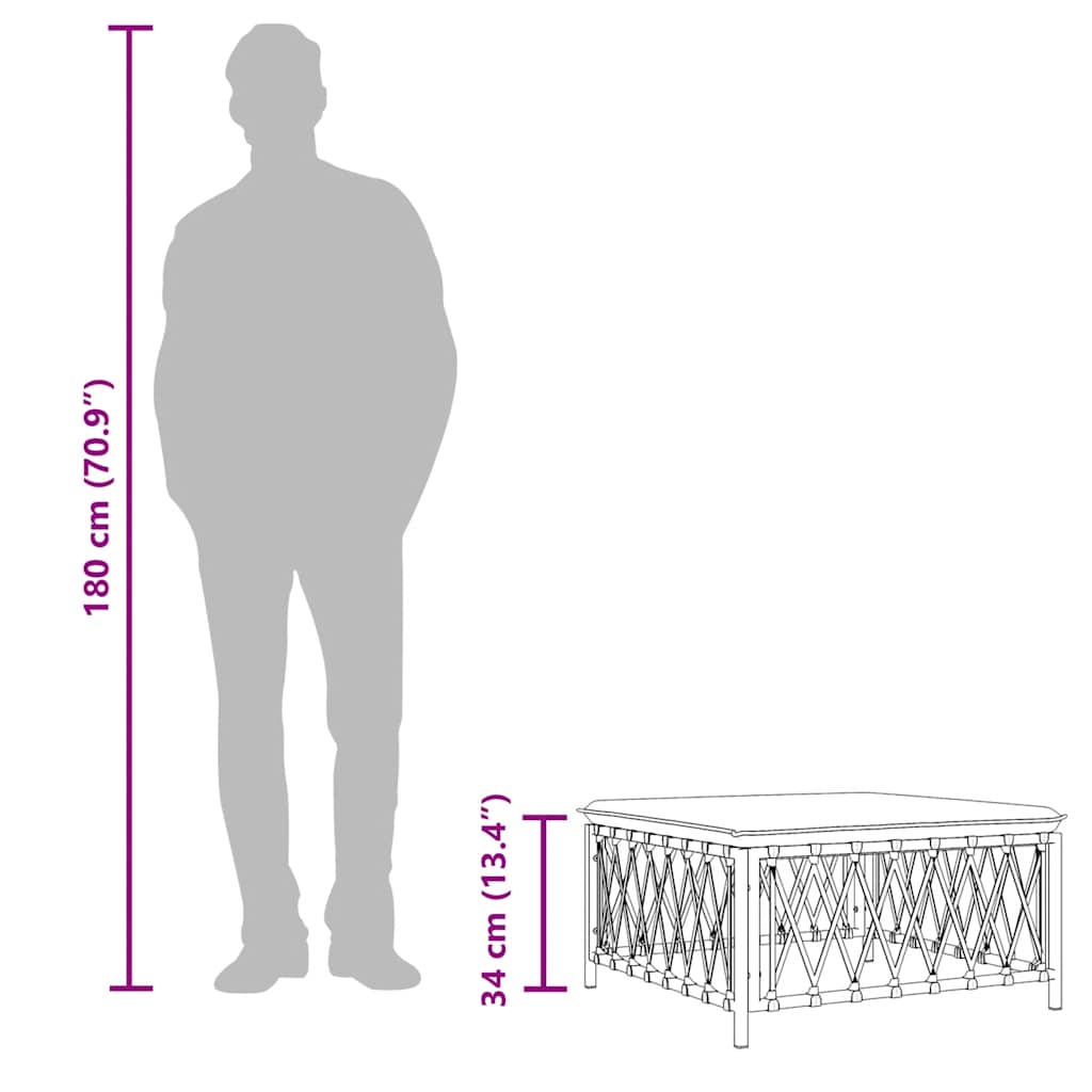 Poggiapiedi da Giardino con Cuscino Bianco Tessuto Intrecciato 364140