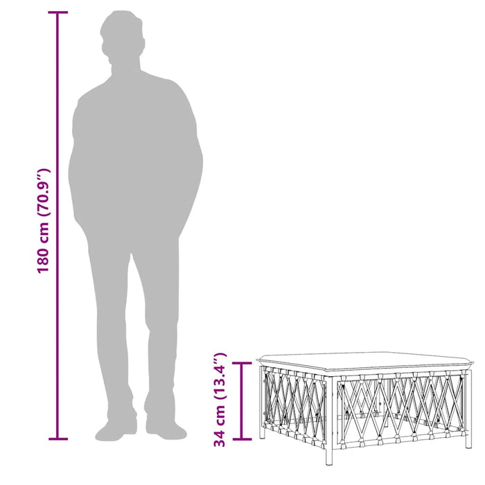 Poggiapiedi da Giardino con Cuscino Bianco Tessuto Intrecciato 364140