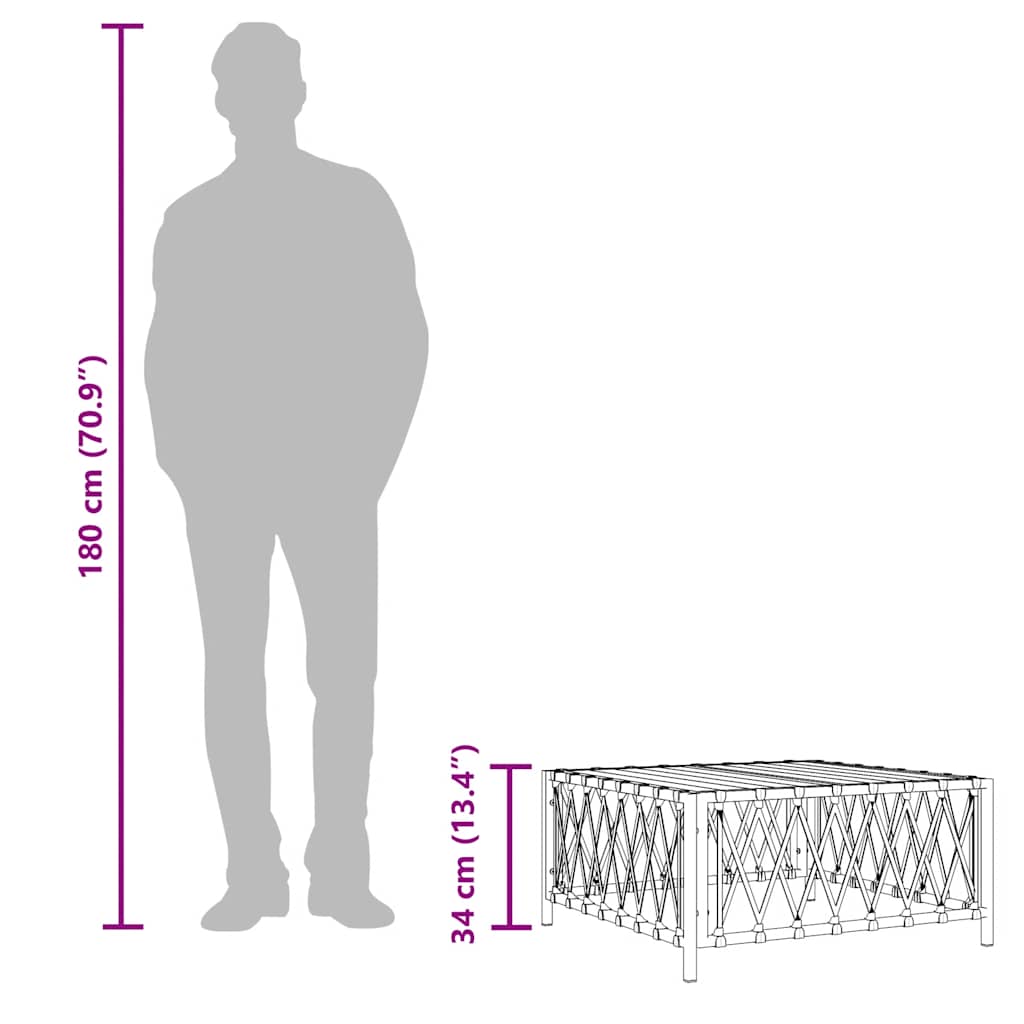 Tavolo da Giardino Antracite 70x70x34 cm in Tessuto Intrecciato 364145