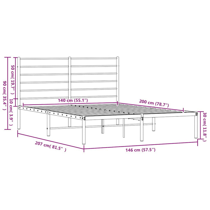 Giroletto con Testiera in Metallo Nero 140x200 cm 352320