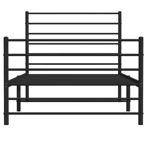 Giroletto con Testiera e Pediera Metallo Nero 90x200 cm 352330