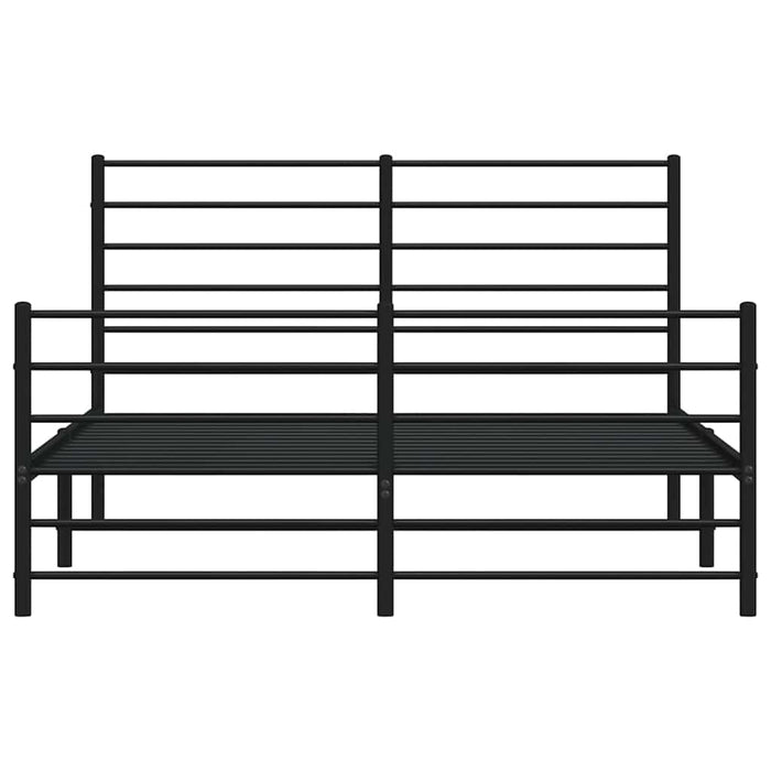 Giroletto con Testiera e Pediera Metallo Nero 140x190 cm 352337