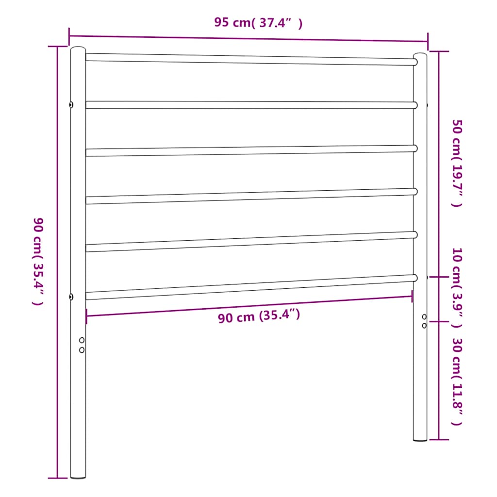 Testiera in Metallo Nero 90 cm 352347