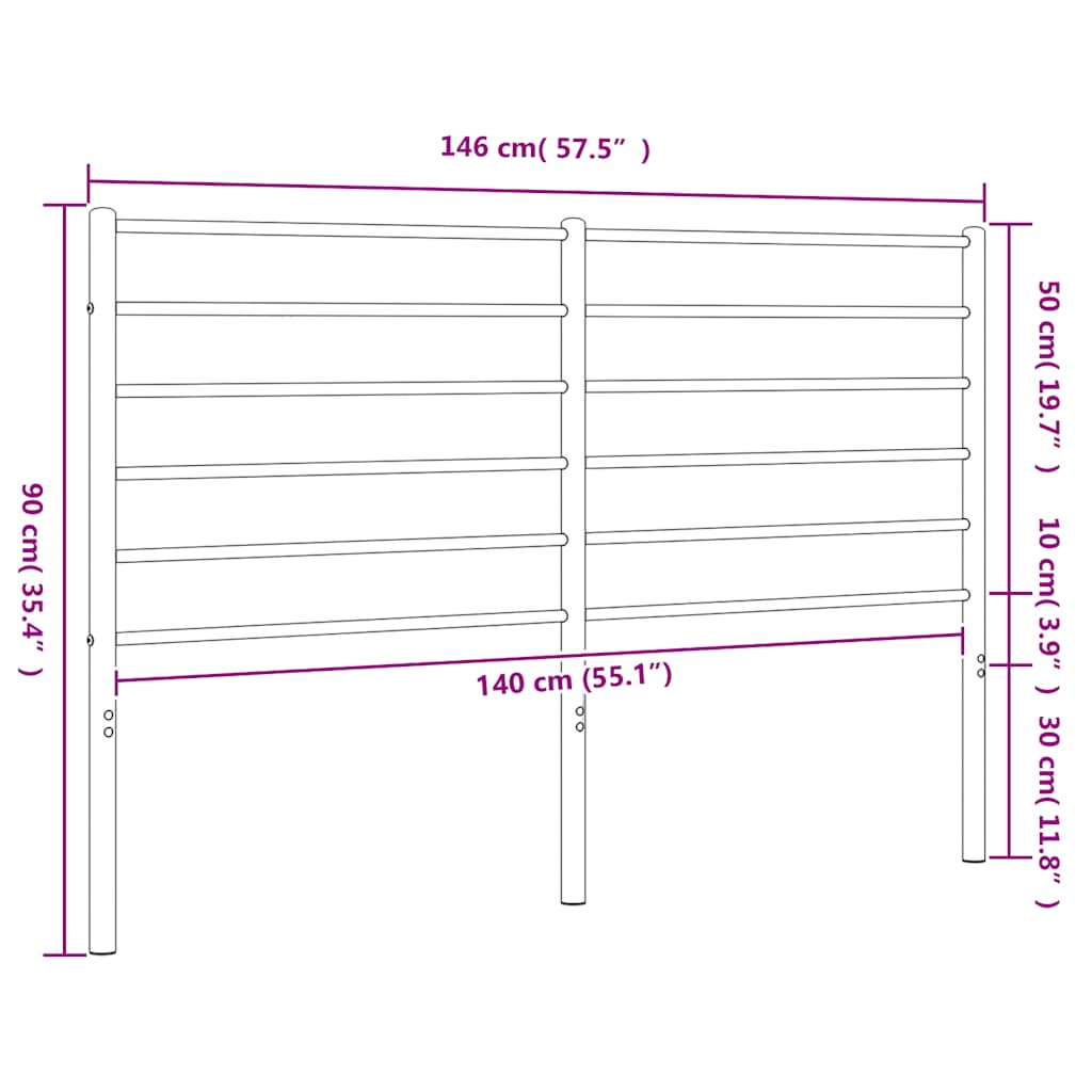 Testiera in Metallo-Testiera in Ferro-Testata Nero 140 cm 995705