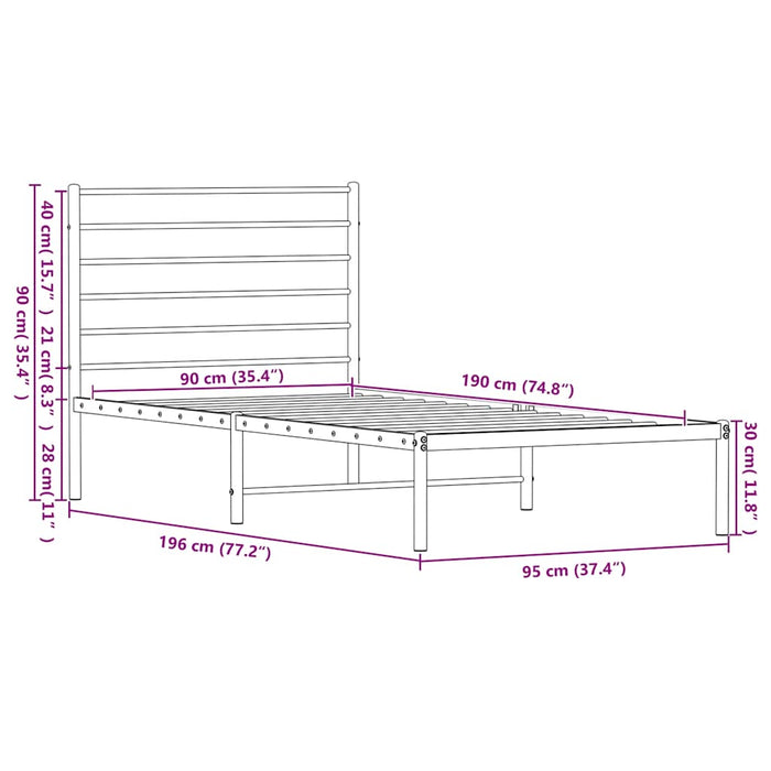 Giroletto con Testiera Metallo Bianco 90x190 cm 352360