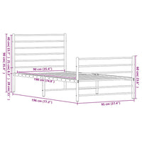 Giroletto con Testiera e Pediera Metallo Bianco 90x190 cm 352378