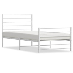 Giroletto con Testiera e Pediera-Struttura Letto Metallo Bianco 100x200 cm 944381