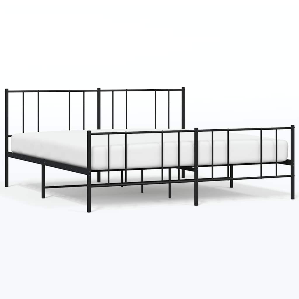 Giroletto con Testiera e Pediera-Struttura Letto Metallo Nero 183x213 cm 711214
