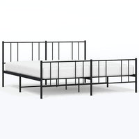 Giroletto con Testiera e Pediera-Struttura Letto Metallo Nero 183x213 cm 711214