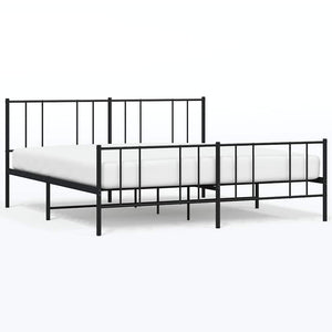 Giroletto con Testiera e Pediera-Struttura Letto Metallo Nero 183x213 cm 711214