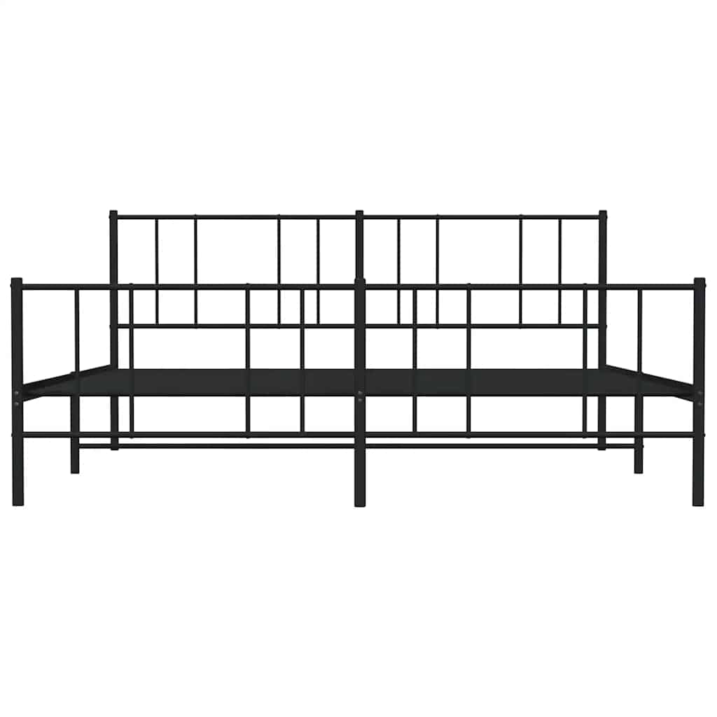 Giroletto con Testiera e Pediera-Struttura Letto Metallo Nero 183x213 cm 711214