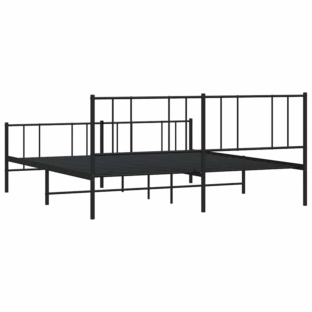 Giroletto con Testiera e Pediera-Struttura Letto Metallo Nero 183x213 cm 711214
