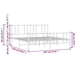 Giroletto con Testiera e Pediera-Struttura Letto Metallo Nero 183x213 cm 711214