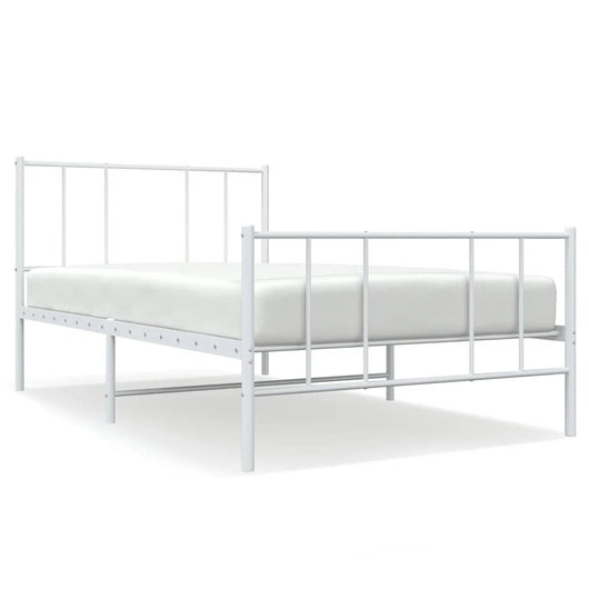 Giroletto con Testiera e Pediera-Struttura Letto Metallo Bianco 75x190 cm 191332