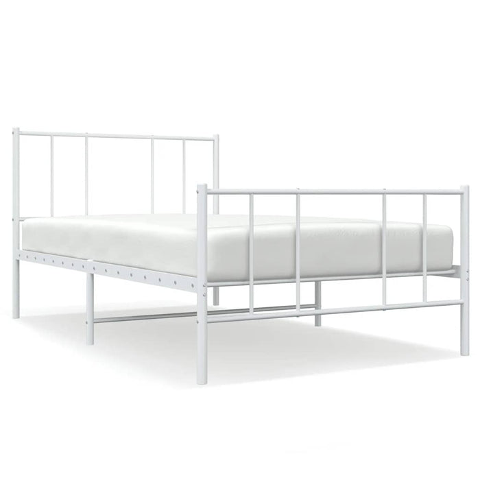 Giroletto con Testiera e Pediera-Struttura Letto Metallo Bianco 75x190 cm 191332