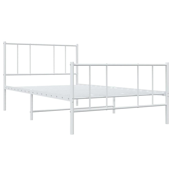 Giroletto con Testiera e Pediera-Struttura Letto Metallo Bianco 75x190 cm 191332