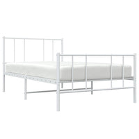 Giroletto con Testiera e Pediera-Struttura Letto Metallo Bianco 75x190 cm 191332