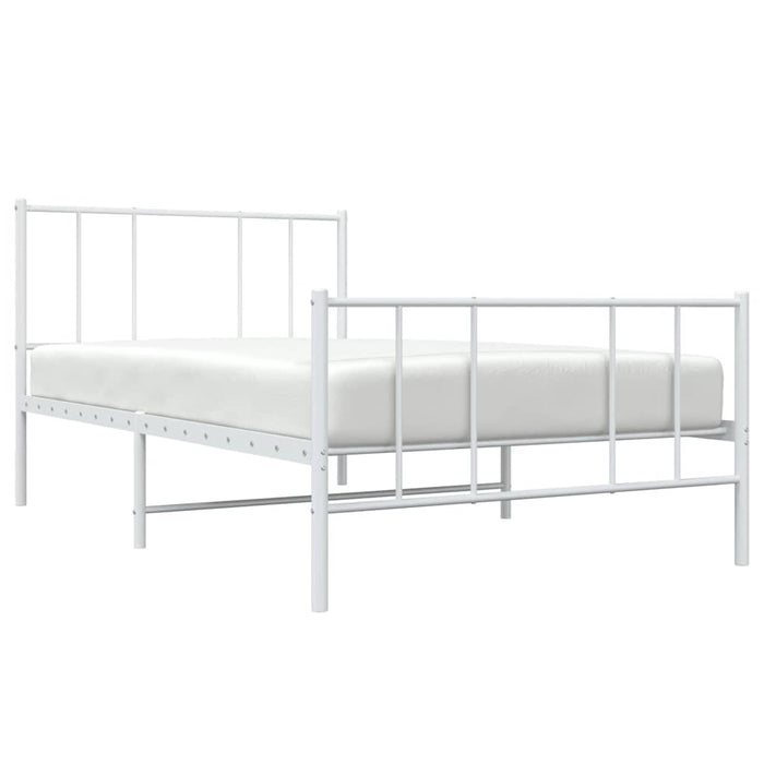 Giroletto con Testiera e Pediera-Struttura Letto Metallo Bianco 75x190 cm 191332