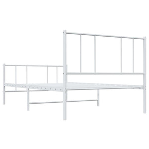 Giroletto con Testiera e Pediera-Struttura Letto Metallo Bianco 75x190 cm 191332