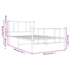 Giroletto con Testiera e Pediera Metallo Bianco 100x190 cm 352541
