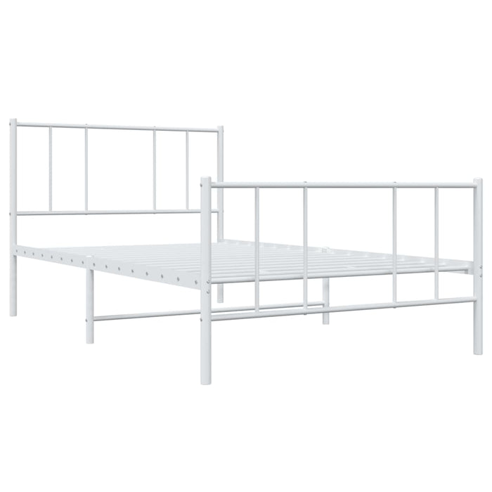 Giroletto con Testiera e Pediera-Struttura Letto Metallo Bianco 107x203 cm 540281