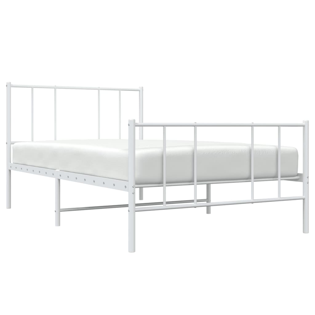 Giroletto con Testiera e Pediera-Struttura Letto Metallo Bianco 107x203 cm 540281