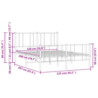 Giroletto con Testiera e Pediera Metallo Bianco 120x200 cm 352545