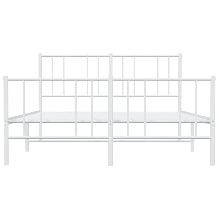 Giroletto con Testiera e Pediera Metallo Bianco 140x190 cm 352547