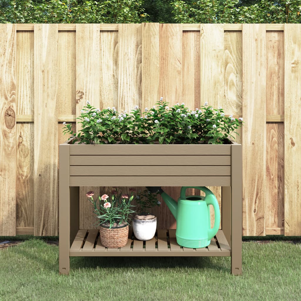 Fioriera da Giardino-Vaso da Esterno-Contenitore per Piante Marrone Chiaro 110x45x79 cm Polipropilene