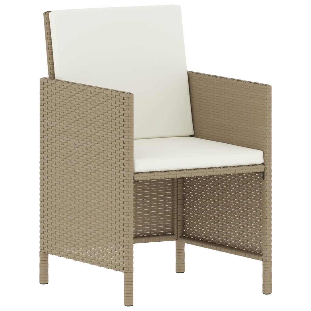 Set da Pranzo da Giardino 6 pz con Cuscini Beige in Polyrattan 363399