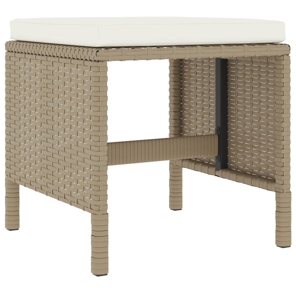 Set da Pranzo da Giardino 6 pz con Cuscini Beige in Polyrattan 363399