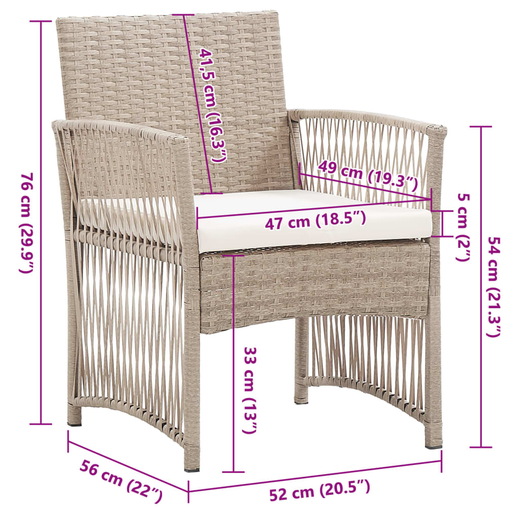 Poltrone da Giardino con Cuscini 2 pz Beige in Polyrattan 363408