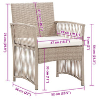 Poltrone da Giardino con Cuscini 2 pz Beige in Polyrattan 363408