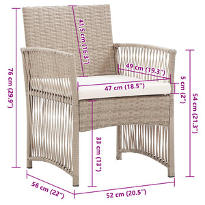 Poltrone da Giardino con Cuscini 2 pz Beige in Polyrattan 363408