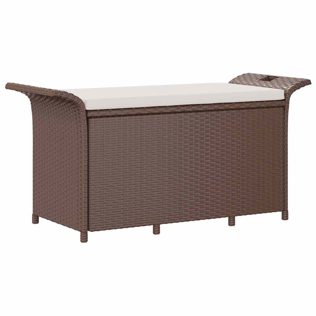 Panca da Giardino con Cuscino Marrone 116x46x57cm in Polyrattan 363416