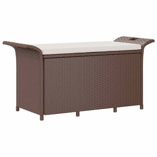 Panca da Giardino con Cuscino Marrone 116x46x57cm in Polyrattan 363416