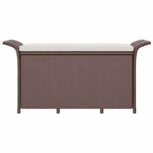 Panca da Giardino con Cuscino Marrone 116x46x57cm in Polyrattan 363416