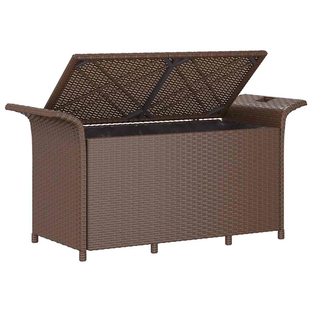 Panca da Giardino con Cuscino Marrone 116x46x57cm in Polyrattan 363416