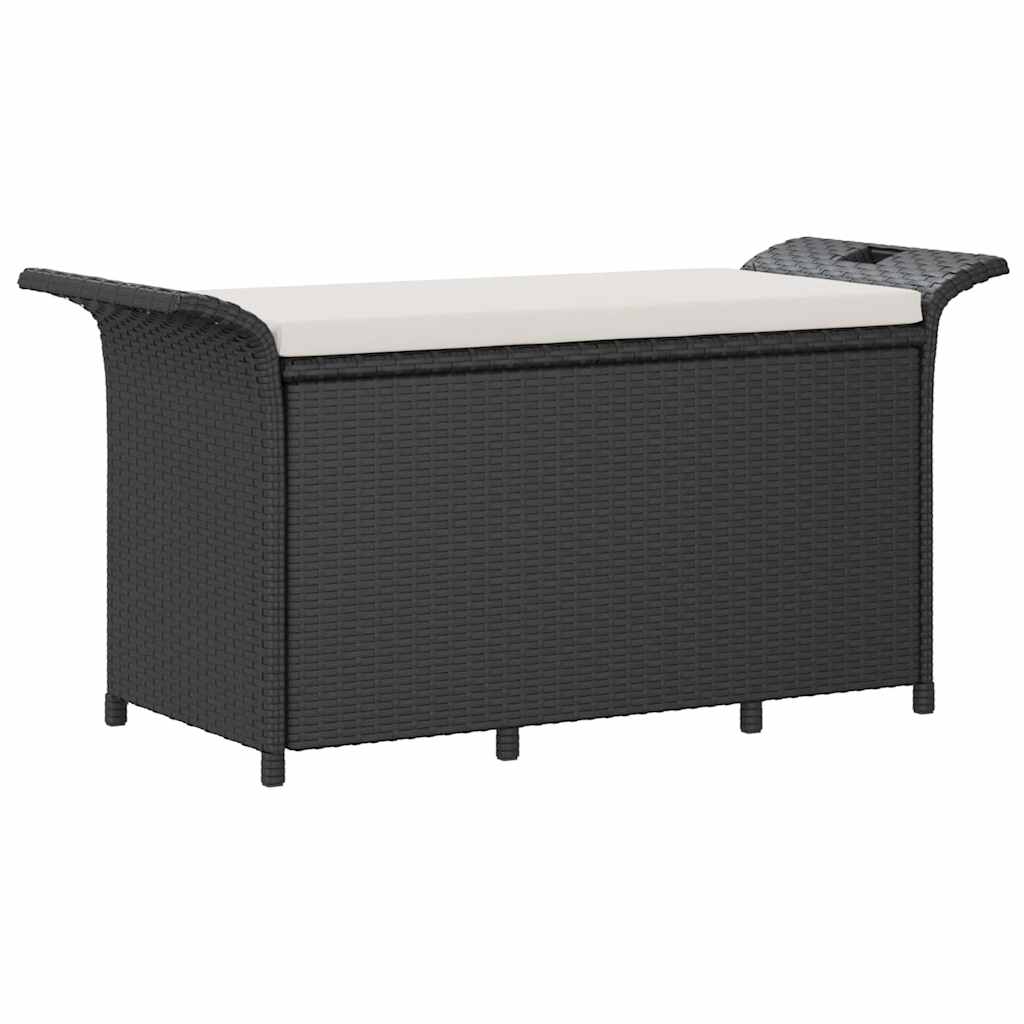 Panca da Giardino con Cuscino Nero 116x46x57 cm in Polyrattan
