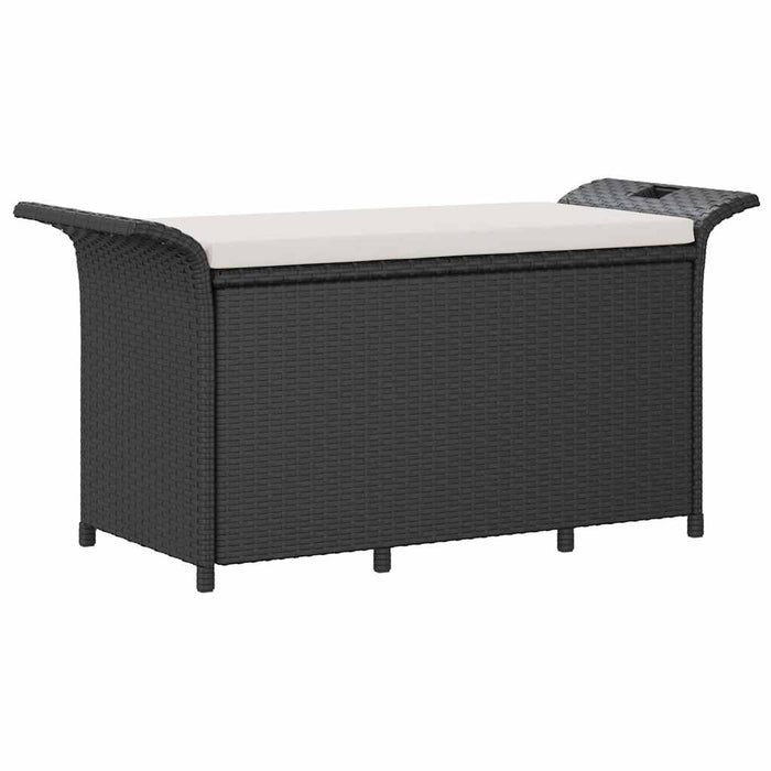 Panca da Giardino con Cuscino Nero 116x46x57 cm in Polyrattan