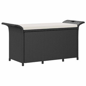 Panca da Giardino con Cuscino Nero 116x46x57 cm in Polyrattan 363417