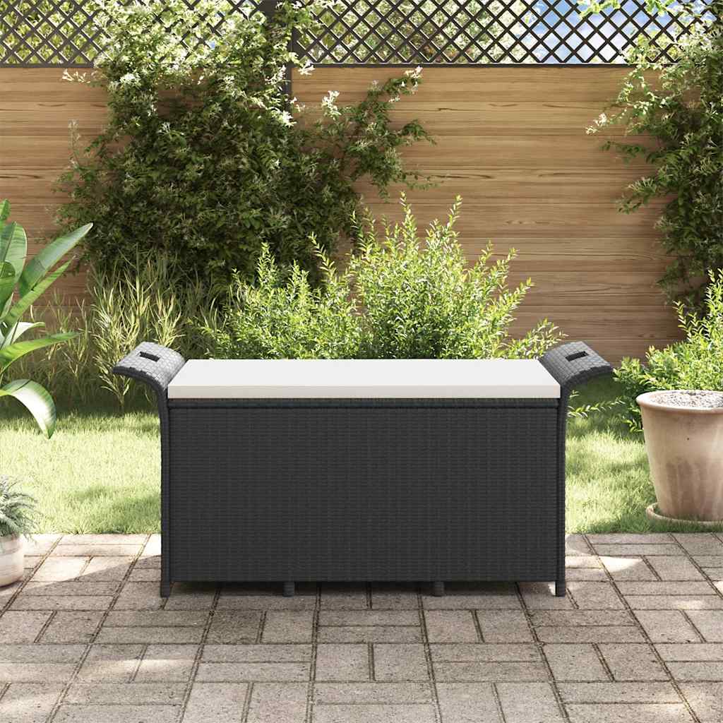Panca da Giardino con Cuscino Nero 116x46x57 cm in Polyrattan 363417
