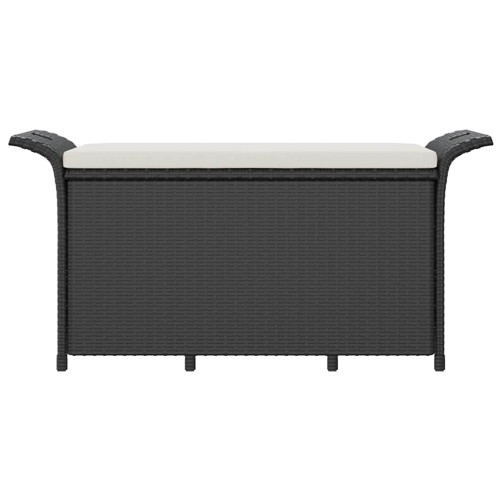 Panca da Giardino con Cuscino Nero 116x46x57 cm in Polyrattan