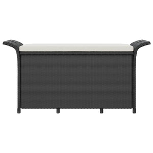 Panca da Giardino con Cuscino Nero 116x46x57 cm in Polyrattan