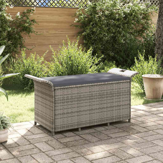 Panca da Giardino con Cuscino Grigio 116x46x57 cm in Polyrattan 363418